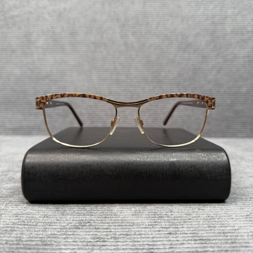 Cazal Mod 4237 Titanium Y2K Eyeglasses Gold Leopard Brown Frames Germany 53-16
